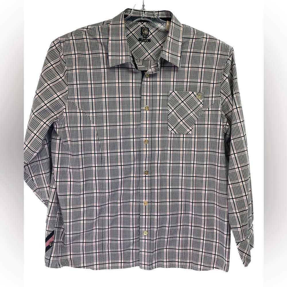 Cavi Mens Sz 4XL Black/White/Pink Button Up Dress Shirt‎ (H17) NW/OTs